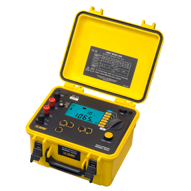 AEMC 6240 Micro-Ohmmeter (10A) with Kelvin Clips & DataView