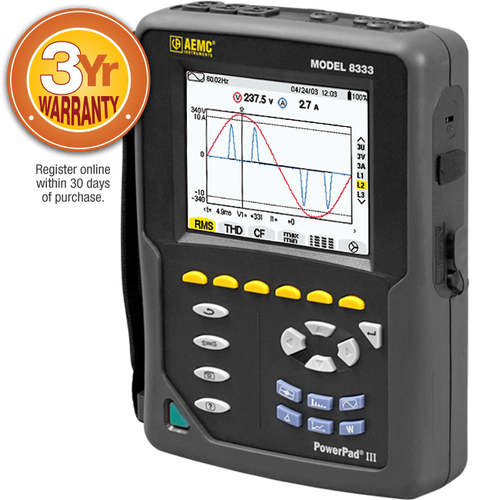 AEMC 8333 PowerPad III Power Quality Analyzer (No Probes)
