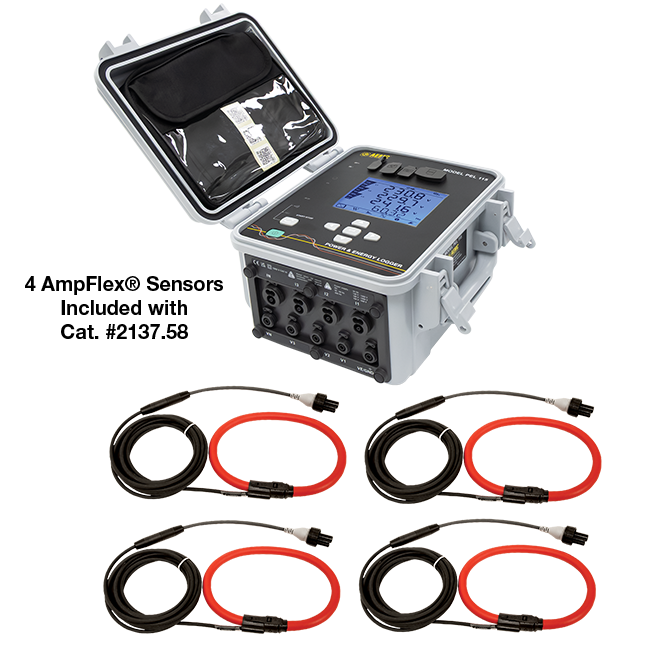 AEMC PEL 115 Power & Energy Logger with 4 AmpFlex IP67 Sensors