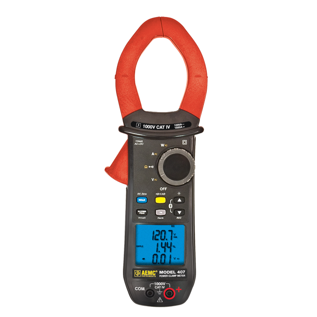 AEMC 407 Power Clamp-On Meter with Harmonics & Recording